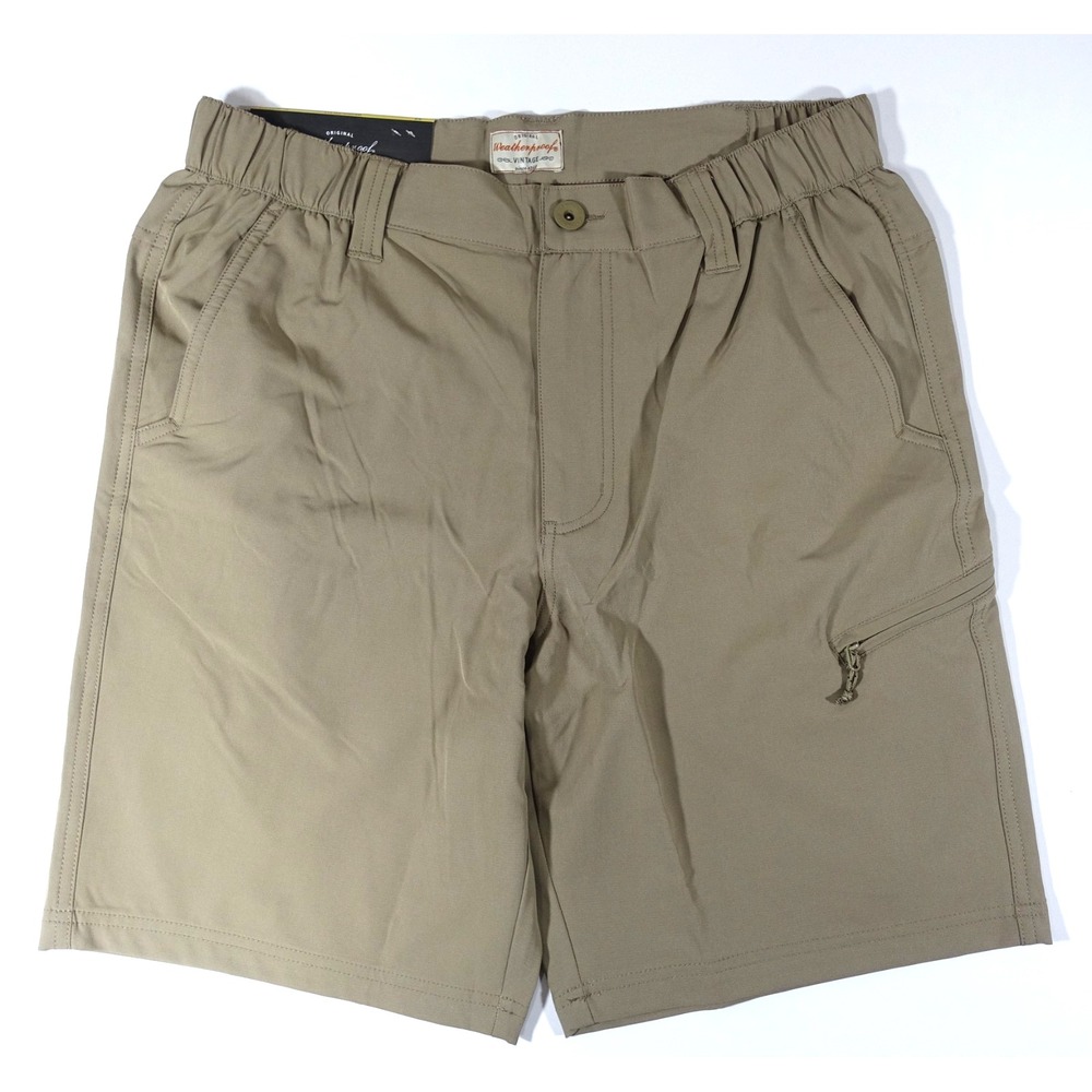 Weatherproof Vintage Tech Shorts Men 32 Regular Fit Stretch Zip Pocket Khaki